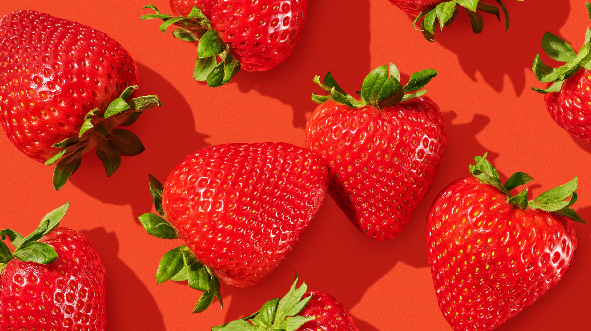 Image of Always Fresh strawberries with a red background